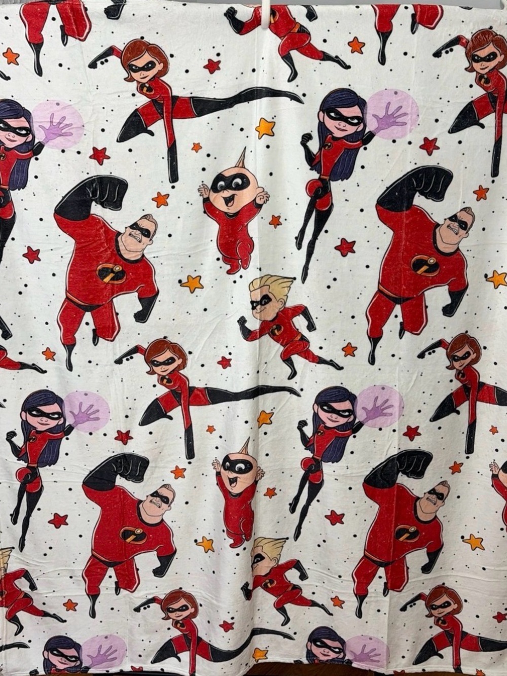 Kids Superhero Family Throw Blanket in Red and Black - Official Character Print